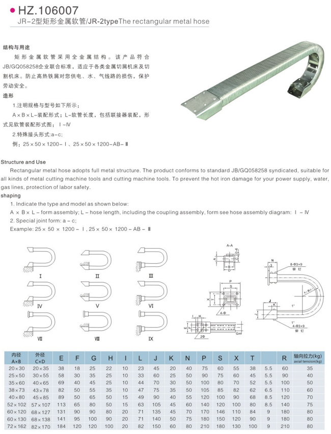 JR-2型矩形金屬軟管